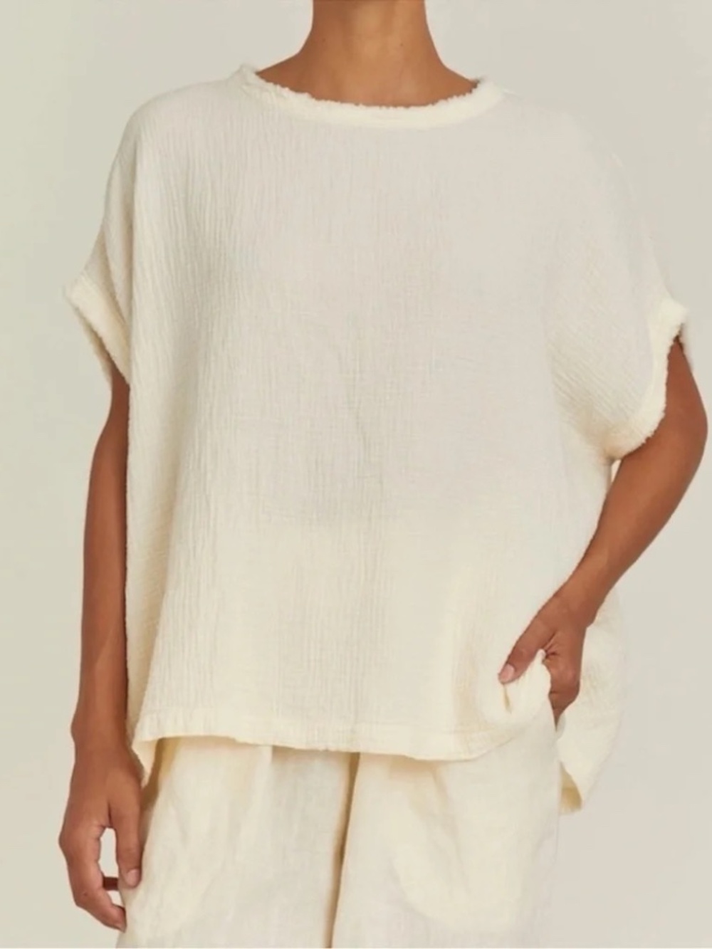 Black Crane Cotton Gauze Top